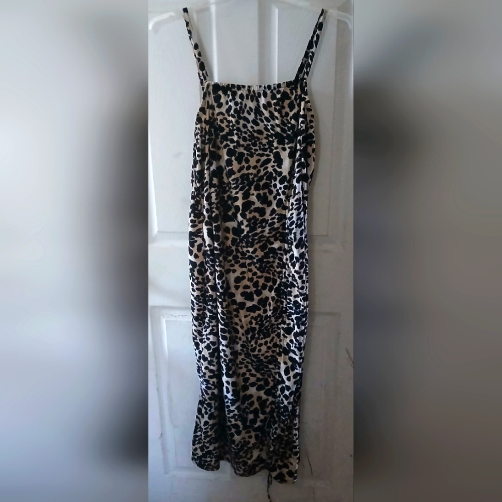 Mlle Gabrielle - Leopard Pattern, Spaghetti Strap Stretch Casual Dress. Size 3X
